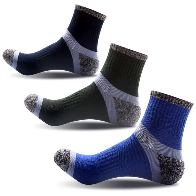 Cheap 3 Pairs/Set New Mens Sport Soft Nap Socks Quarter Cotton Ankle Sport Basketball Sock Cycling Bowling Camping Hiking Sock 3 Color