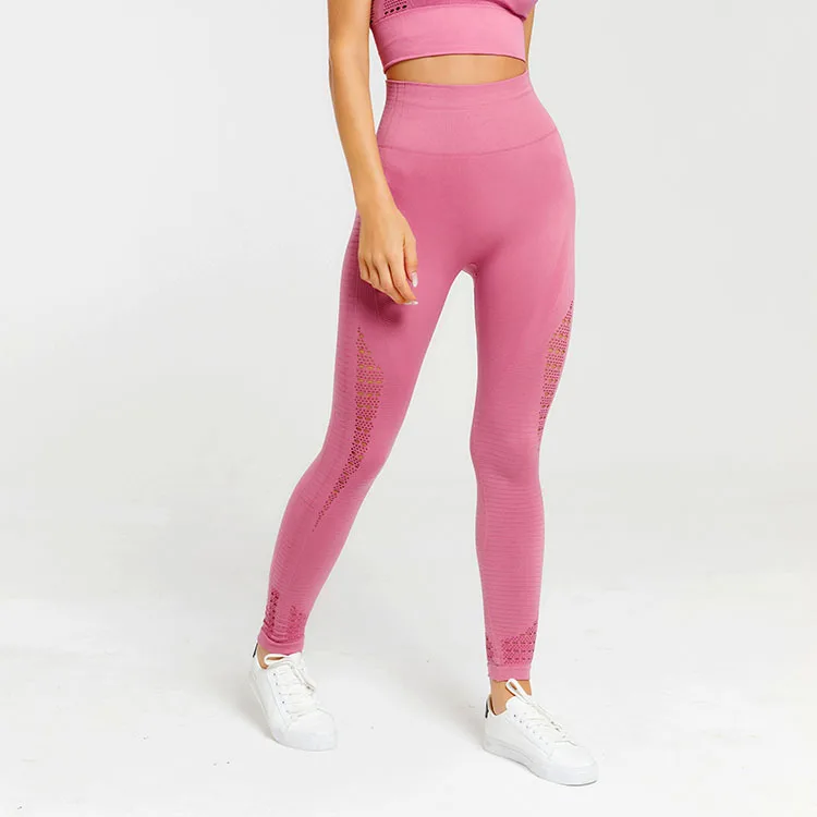 Женский набор для занятий йогой и тренажерного зала из 2 предметов VIP - Цвет: pink leggings