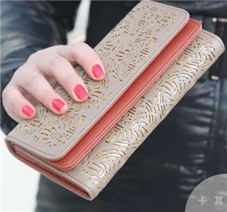 Роскошный кожаный кошелек, бумажник Женский известного бренда держателей карт карман для сотового телефона подарки для Для женщин сцепление с денежной сумкой - Цвет: Хаки