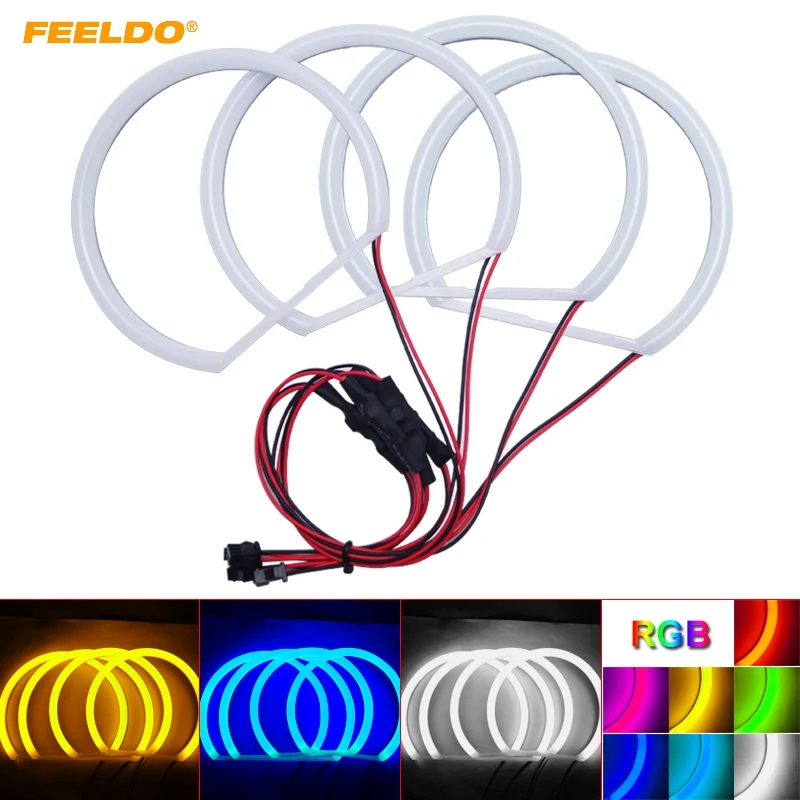 FEELDO 1Set Car Soft Cotton LED Headlight Angel Eyes Halo Ring Daytime Running Light For BMW E36/E38/E39/E46 Projector 4-Color FEELDO 1Set Car Soft Cotton LED Headlight Angel Eyes Halo Ring Daytime Running Light For BMW E36/E38/E39/E46 Projector 4-Color