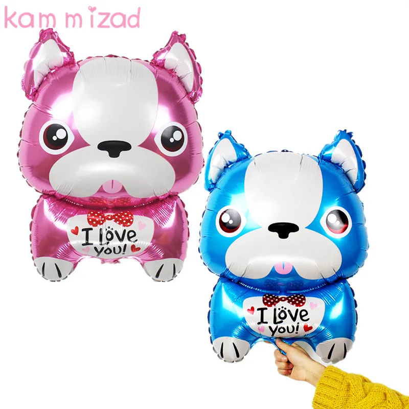 

KAMMIZAD wedding party decor i love you Bulldog mylar foil balloons for birthday Valentine's Day Decorations