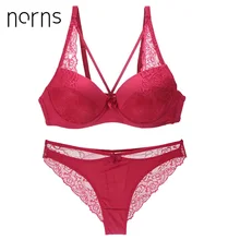 Norns women's sexy underwear set lace lingerie set push up plus size bra set of linen red lingerie bra and panty set bralette women sexy latex lingerie underwear red rubber lingerie set with bra and shorts plus size hot sale customize service