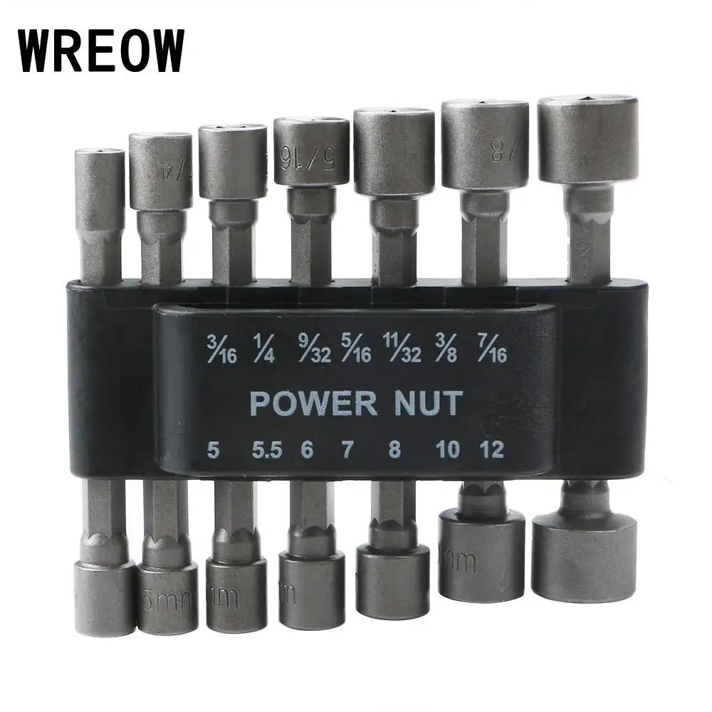 14Pcs Power Nut Driver Adapter Drill Bit Tool Set Metric Socket Wrench