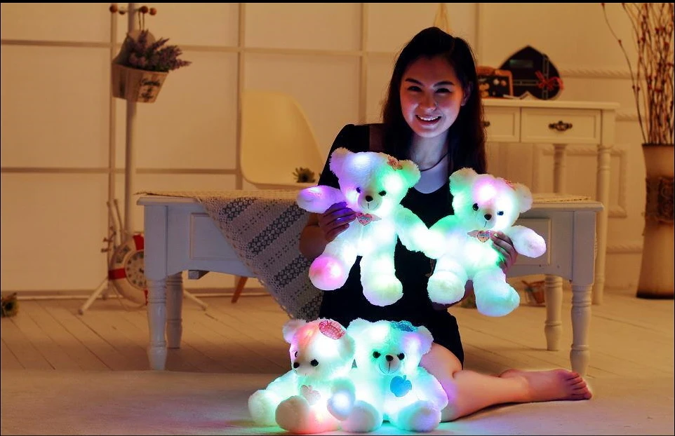 Magic Plush Stuffed Light up Bear Toy With LED Light Inside Shinning In