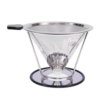 

Reusable Double-Layer Coffee Filter Stainless Steel Holder Metal Mesh Funnel Baskets Split Design Coffees Dripper JJA002