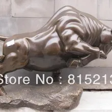 Bi00109 Китайский Pure Бронзовая статуя Классический Wall Street УДАЧИ OX Искусство Скульптура