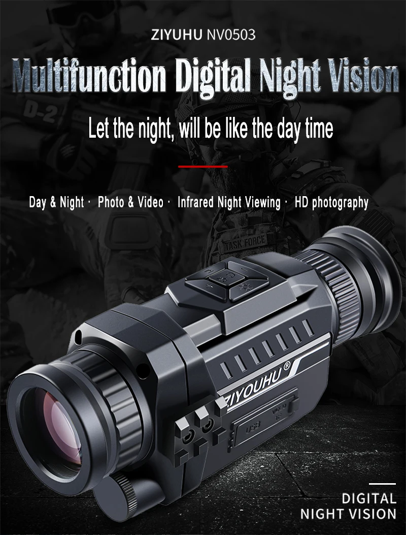 ZIYOUHU Infrared HD Digital Night Vision Device Optical Hunting Patrol 5x35 Monocular Night Goggles Video Recording New Arrival