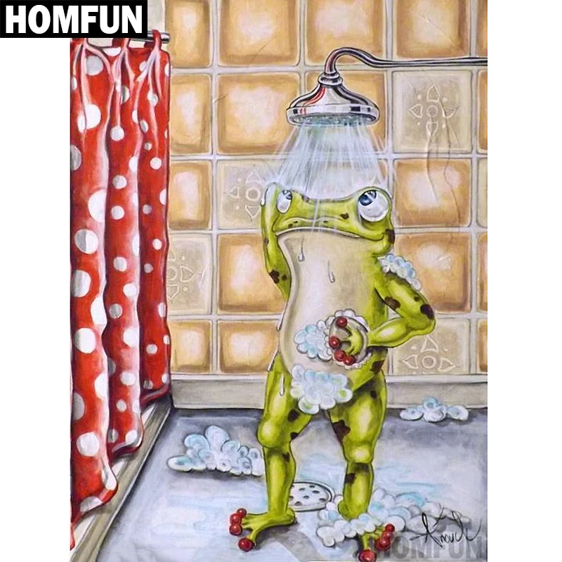 

HOMFUN Full Square/Round Drill 5D DIY Diamond Painting "Frogs shower" 3D Embroidery Cross Stitch 5D Home Decor Gift A00601