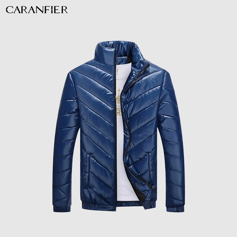 

CARANFIER Winter Jacket Men Cotton Padded Warm thicken Short Jacket Coat Clothing Stand Collar Male Solid Parkas Coat XS-3XL