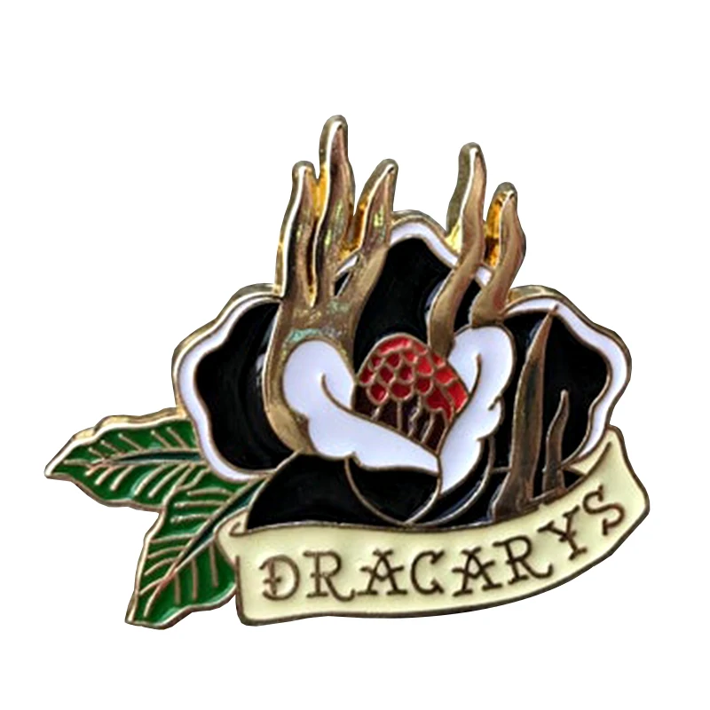 

Game of Thrones Dracarys enamel pin tattoo flash style dragon egg brooch black rose badge beautiful decor