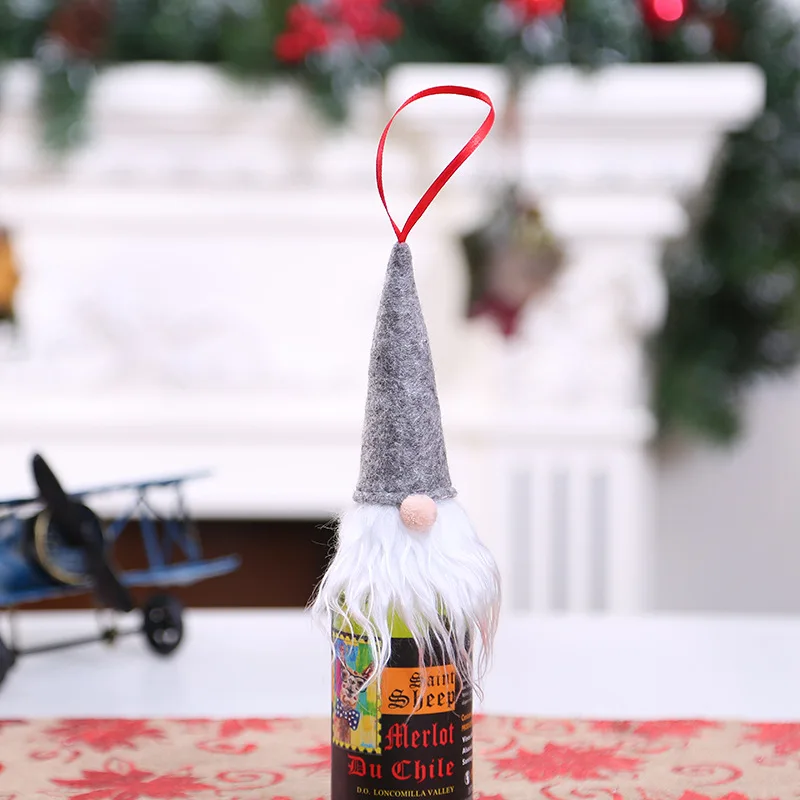Рождественское красное вино бутылочные крышки мешок Санта Клаус Снеговик белье Чехлы для бутылки шампанского для рождественской вечеринки украшение на стол для дома