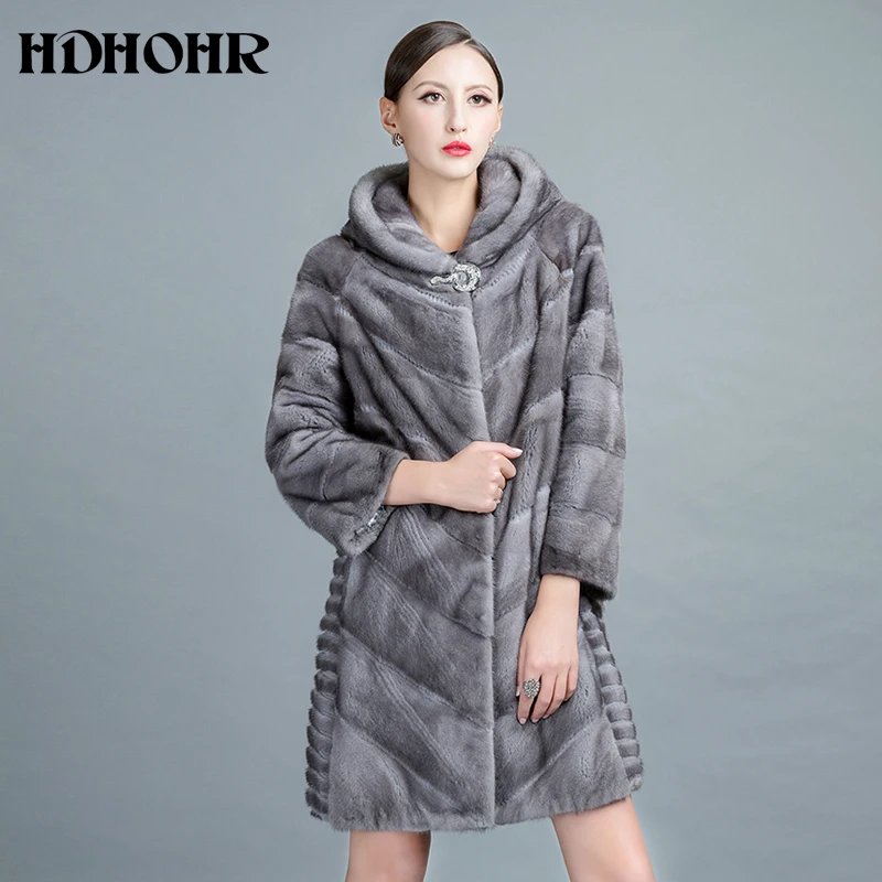 Parkas Épais Femmes Véritable Chaud Femelle D'hiver À Hdhohr Vestes Naturel New De Réel Fourrure Vison Solide 2018 Gray Iron Long Manteaux xq6BwO