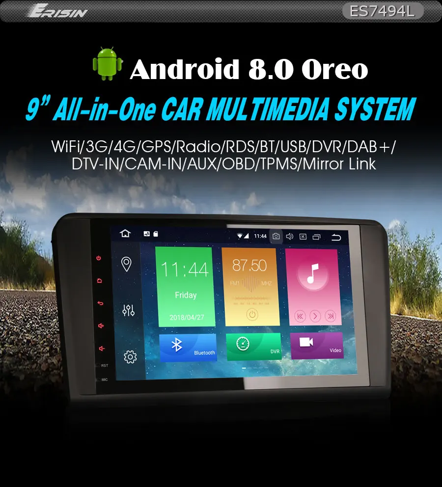Clearance Erisin ES7494L 9" HD Android 8.0 Octa core 4G RAM Car DVD DAB+ GPS Sat  OBD for Mercedes Benz ML classe W164 7