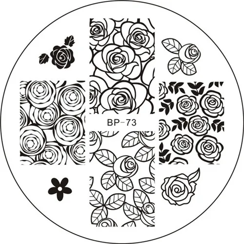 BORN красивый, Круглый штамповочная пластина цветок розы сердце отрицательное пространство алфавит шаблон Маникюр пластина с изображениями для нейл-арта - Цвет: BP-73