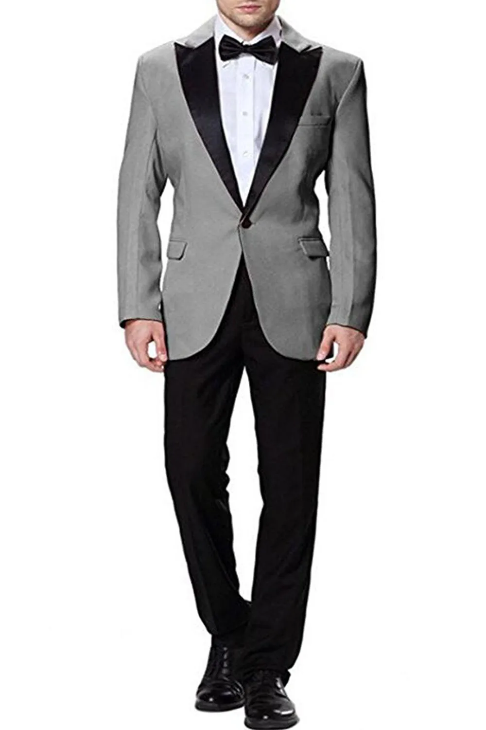 Men Suits Slim Fit Groom Wedding Suits Grey with Black Pants 2 pieces Slim Fit Terno Masculino Custom Made Men Suits Slim Fit Groom Wedding Suits Grey with Black Pants 2 pieces Slim Fit Terno Masculino Custom Made
