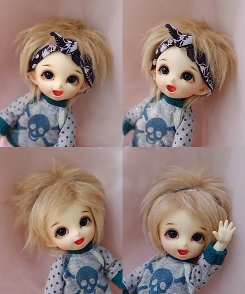 BJD кукла мех парик для 1/8 1/12 BJD кукла XAGA AE PUKIFEE лати flaxen короткие волосы мех парики