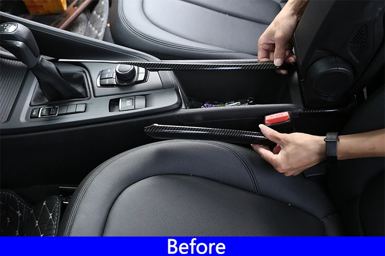 3 шт. углеродное волокно ABS пластиковое Украшение коробки подлокотника полоса отделка для BMW X1 F48- автомобильные аксессуары