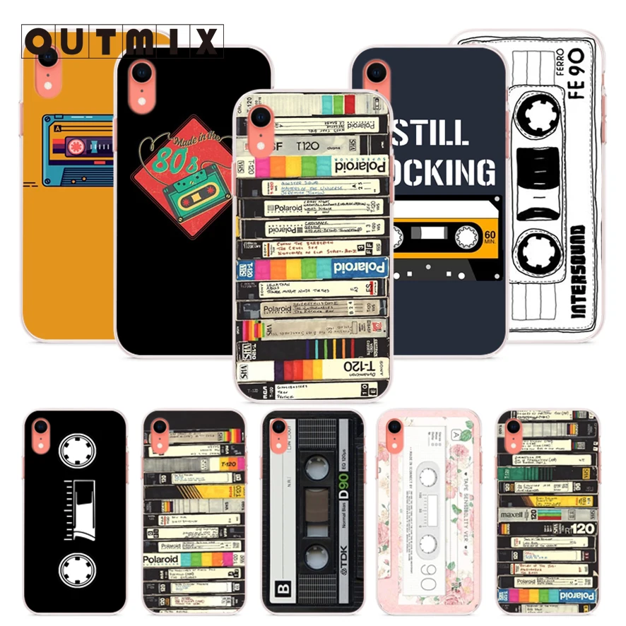

OUTMIX RETRO CLASSIC CASSETTE Phone Cases Soft Silicone Capa For iPhone 6 6s 7 8 X 5S SE 6plus 7plus 8plus XR XS max soft Cases