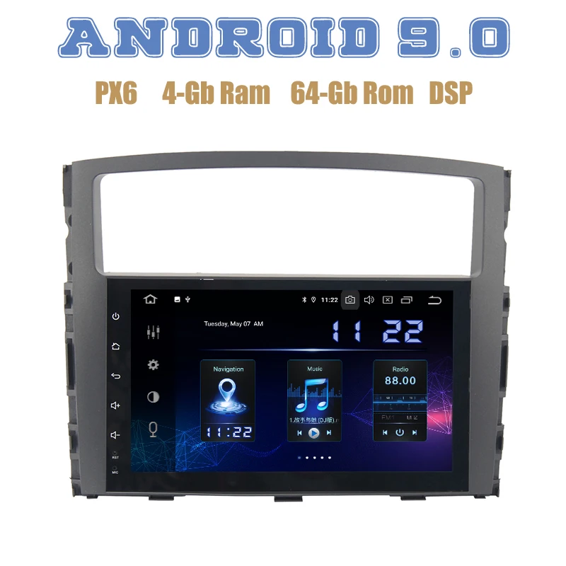 Excellent 9" IPS screen for Mitsubishi pajero V97 v93 Android 9.0 Car GPS Radio player with DSP 4+64GB wifi 4g usb Auto Stereo 0