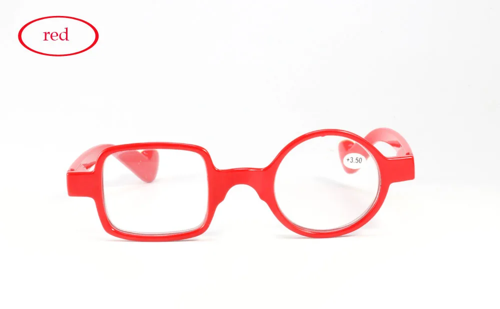 Круглые квадратные Асимметричные Нежные мужские и женские очки для чтения, полимерные линзы, оправа для дальнозоркости+ 1,0+ 1,50+ 2,0+ 2,5~+ 3,5 - Цвет оправы: Красный