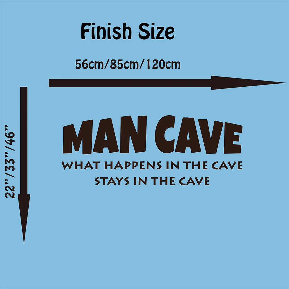 Man Cave Wall Sticker Boy Room Kids Room What happens in the cave stays in the cave Inspirational Quote Wall Decal Bedroom Vinyl (1)