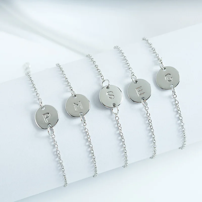 Fashion Silver Jewelry  English Letter A B C D E F G H  I J K L M N O P Q R S T U V W X Y Z  Bracelet