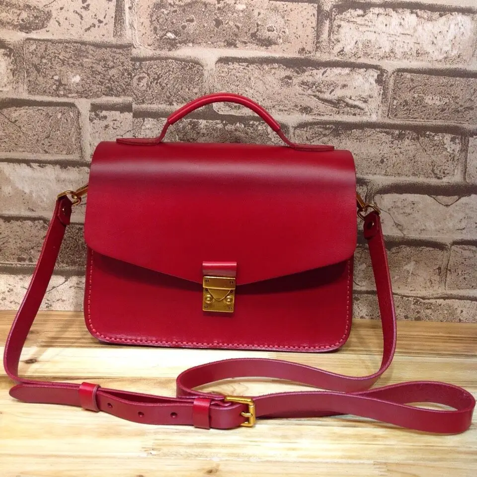 

EUMOAN The first layer of vegetable tanned leather retro art leather handbag shoulder slung small square bag