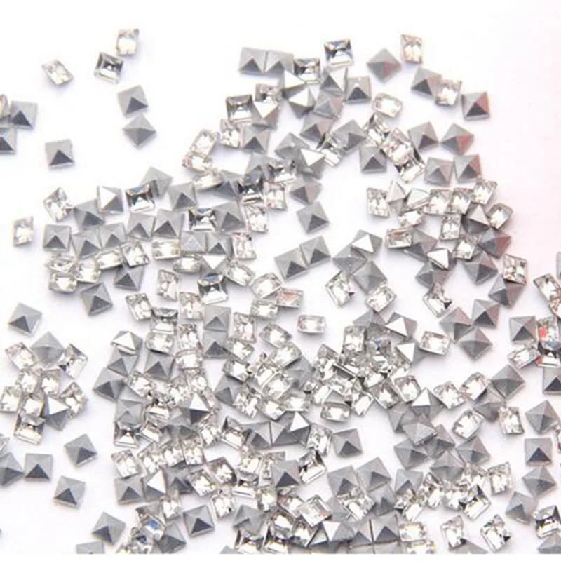 

shinning 2-6mm 5-size square Pointback nail Rhinestones Crystal Glue on Pyramid stone for DIY Nail Arts Jewelry