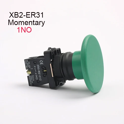 XB2-ER31 XB2-ER42 1NC/1NO Грибная головка 60 мм Мгновенный самосброс кнопочный переключатель красный/зеленый - Цвет: XB2-ER31