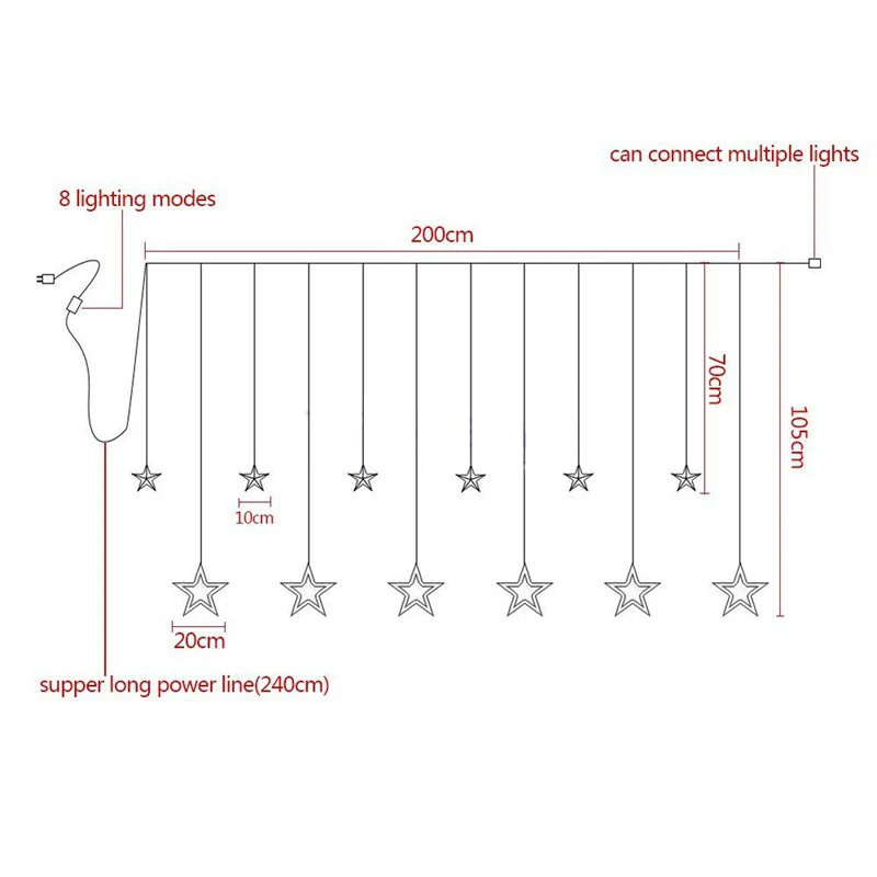 Litwod Z20 Шторы светильники 12 больших звезд маленькая звезда гирлянды светодиодные огни 220V 138 светодиодов Рождественские огни Поддержка тандем