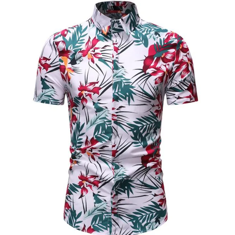 

Men's fashionable business casual short-sleeved floral shirt HZ07, new european-american style product for summer 2019
