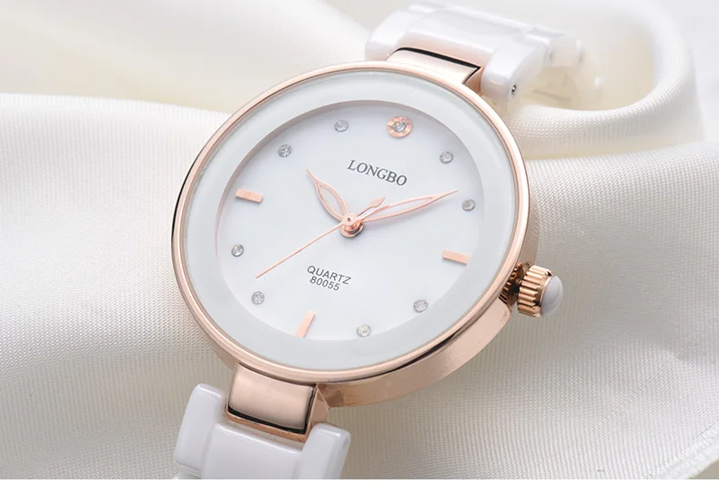 Модные Longbo Брендовые женские роскошные часы Топ белые керамические кварцевые часы женские повседневные Простые водонепроницаемые наручные часы для женщин