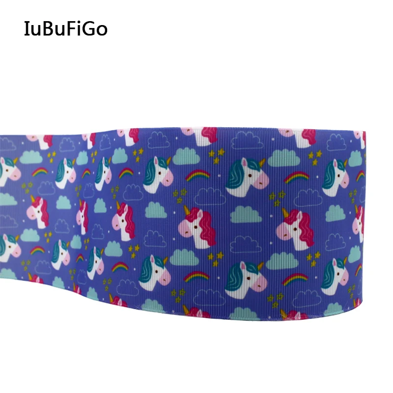 

IuBuFiGo 10 yard 3" 75mm Printed Grosgrain ribbon gift ribbon bows DIY headband tape For Decorations 1856