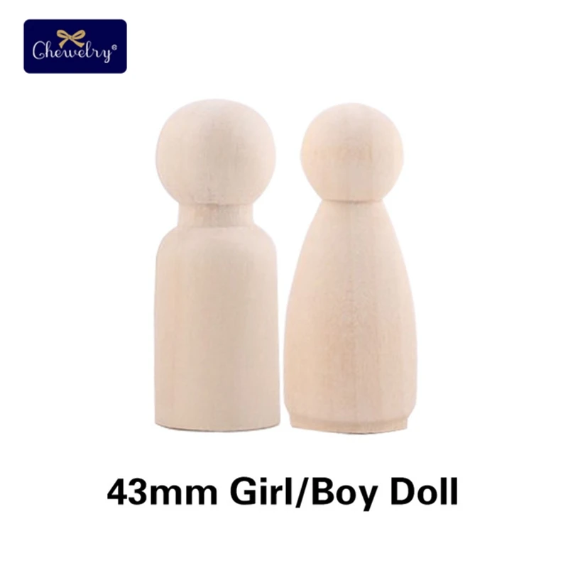 100pc Wooden Peg Dolls Family Wood Diy Crafts Natural Unfinished Wooden People DIY Baby Wooden Doll Teether Toys For Kids Gift - Цвет: 43mm Girl Boy Dolls
