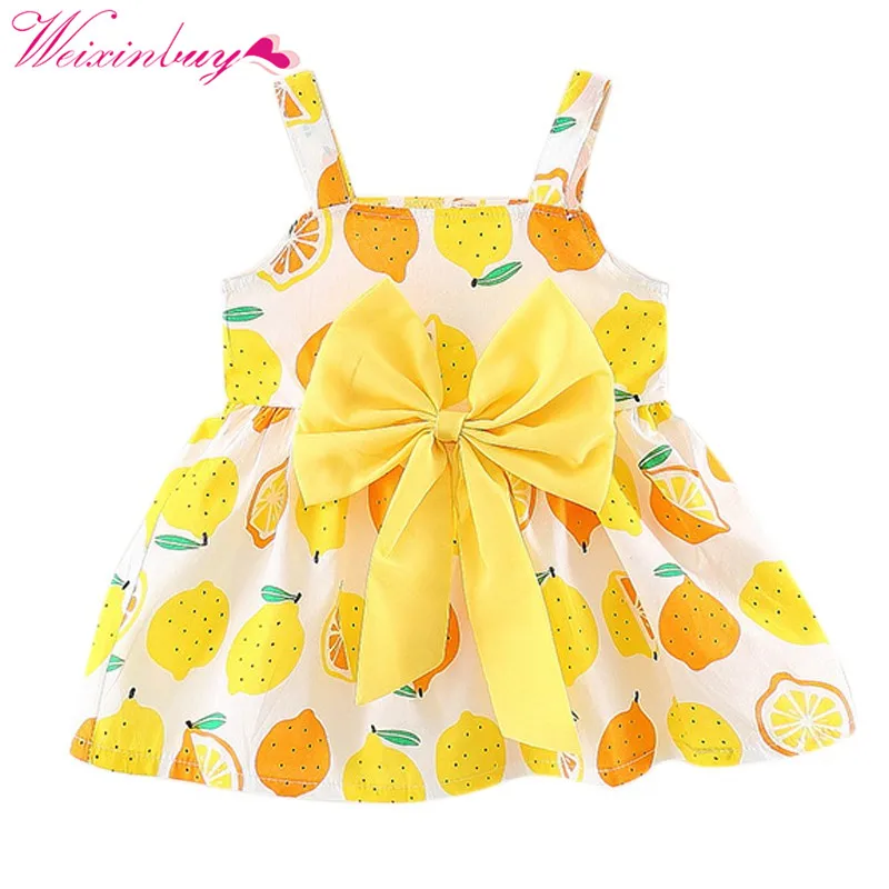 Dresses Newborn Baby Girl Clothes Summer Bow Print Fruit Cute Baby Girl Dress Fashion Children