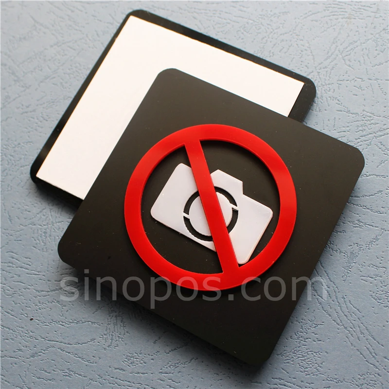 

Adhesive Acrylic No Photography Sign, plastic non video photo pet permitted door signage wall window camera free warning sticker