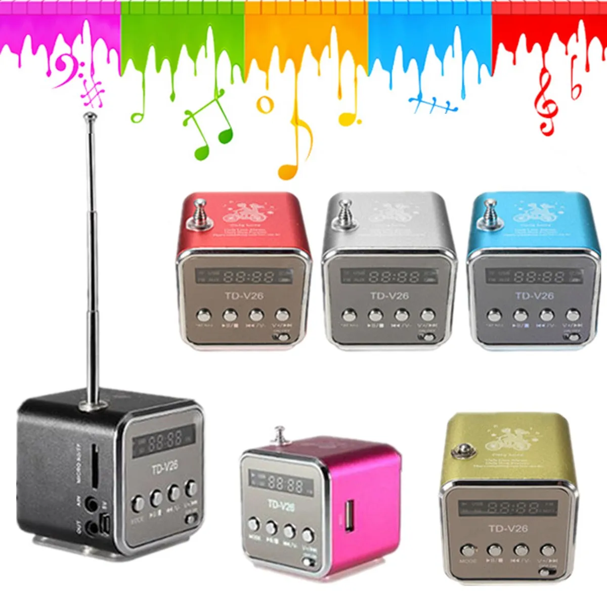 

Mini Speaker Radio Wireless Portable Micro USB Stereo Speakers Ubwoofer Column Super FM Radio Receiver