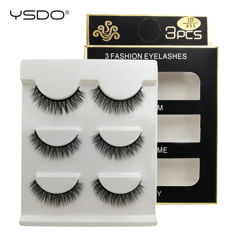 

YSDO 1 box false eyelashes natural long mink eyelashes 3d mink hair lashes makeup fake lashes 3 pairs eyelashes fluffy lashes 05