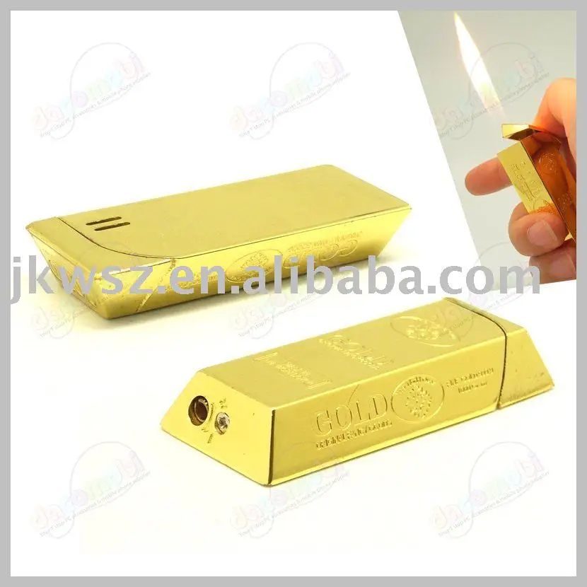 Novelty Gold Bar Nugget Butane Gas Refillable Lighter gift lighters