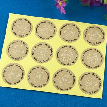 

5000PCS/Lot White Snowflake Kraft Paper Christmas Gift Sticker Labels Round Adhesive Label Sealing For DIY Handmade box/jewelry