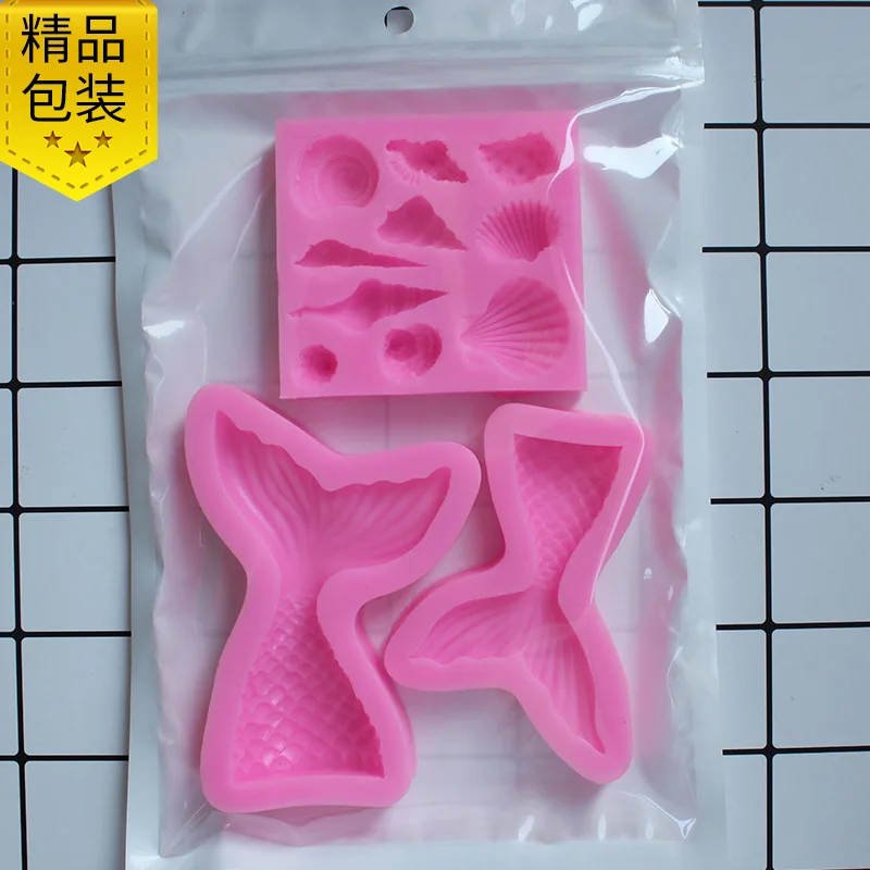 

3 pieces marine combination silicone mold chocolate cake mold soft clay candy clay mold Kitchen cooking decorating cake tool