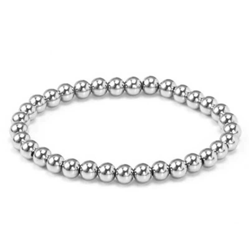

Men High Quality Stainless Steel Beaded Bracelet 4 Colors 6mm Bead&8mm Bead for Women Hand Chain Jewelry Female Gift Accessories