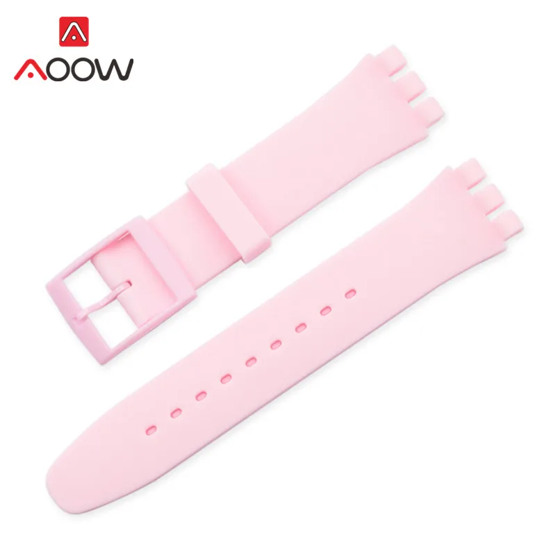 Vibrant Silicone Watchband - Colorful Rubber Bracelet Strap in Pink and Black