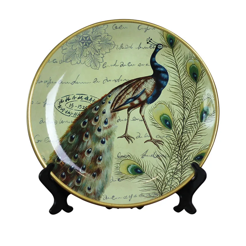 

European retro Ceramic Plate house wine cabinet desktop restaurant living room decoration wall hanging plate Home Decor