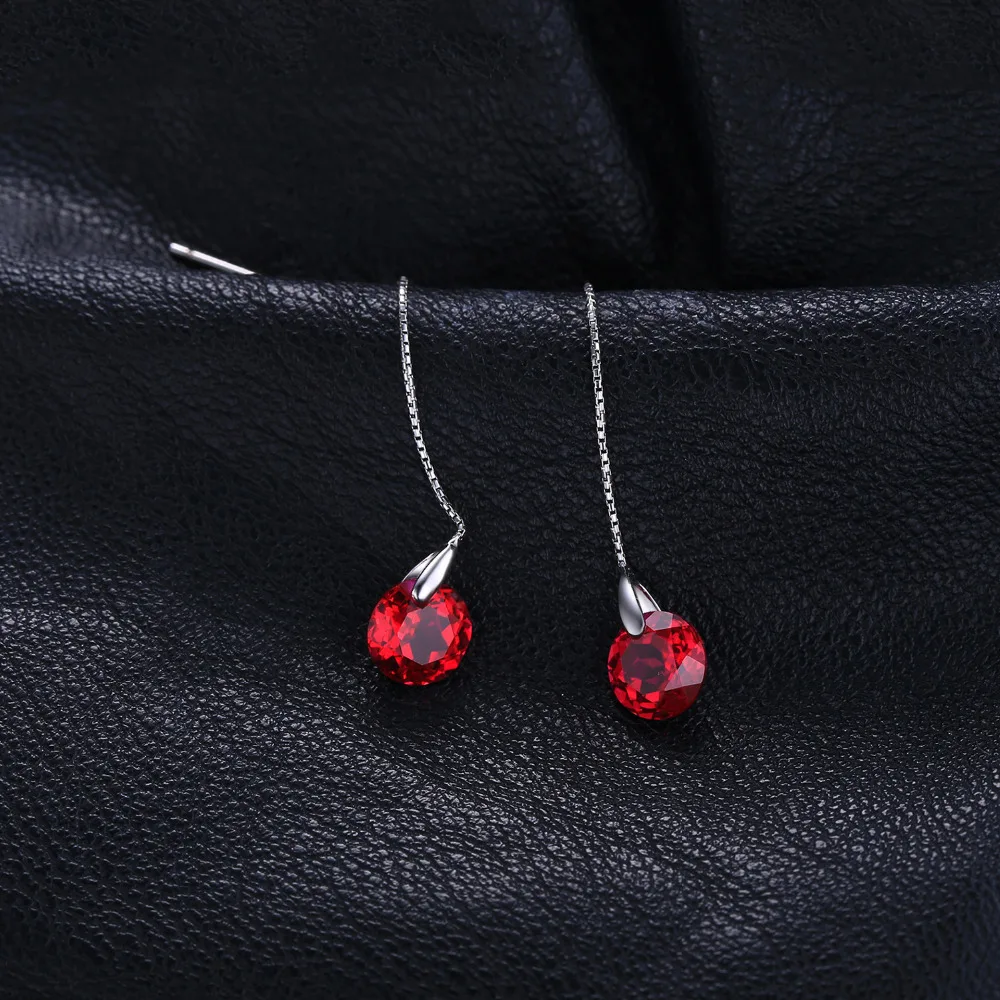 JewelryPalace модные 5.59ct круглый СОЗДАН Ruby Threader Earrings 925 пробы серебро ювелирных украшений вечерние длинные серьги для Для женщин