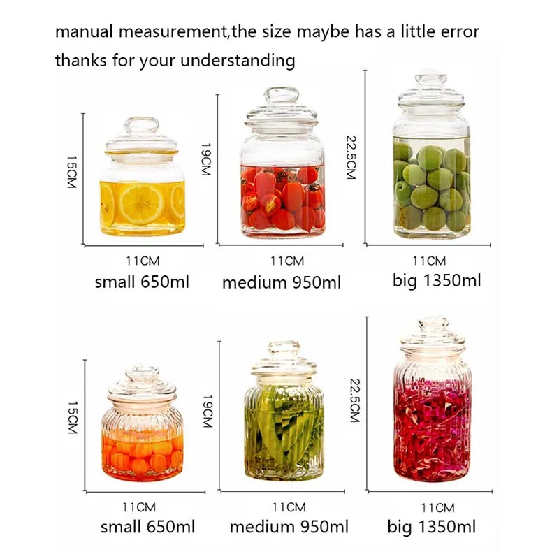 Герметичная банка для хранения Прозрачная Стеклянная бутылка с комплект крышек/домашние банки для маринования для меда, фруктов, варенья, контейнеры, кухонные аксессуары