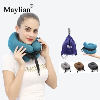 

New U Shaped Memory Foam Neck Pillows Soft Slow Rebound Space Travel Pillow Solid Neck Cervical Healthcare Bedding gift bag P174