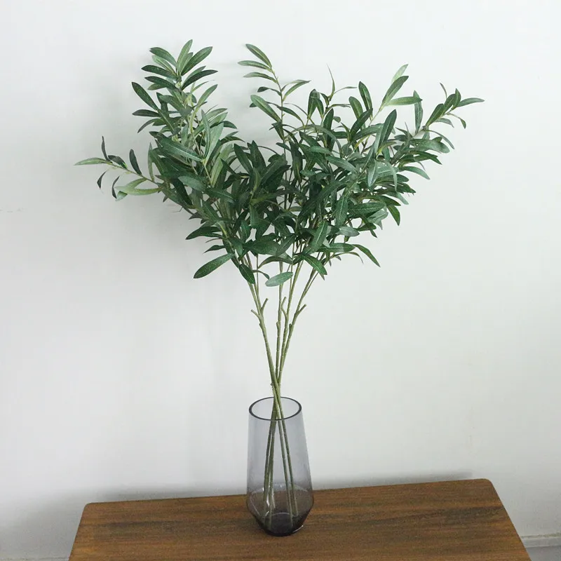 Flone Simulation Olive Branch Artificial Green Plant Leaves Artificial Flowers Branch For Home Wedding Party