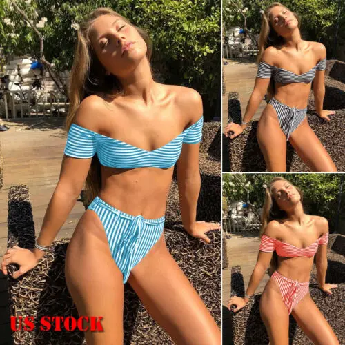 

2019 Trendy Women clothes Polyester striped casual Bandage Push-Up Bra Bikini Top Bandeau Swimwear Swimsuit Beachwear Bathing
