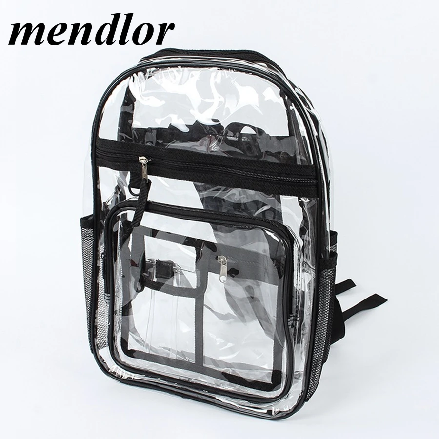 حقيبة مدرسية شفافة الأزياء واضح هلام ظهره السيدات الفلورسنت المياه الظهر النساء كبيرة حقيبة قدرة الشهيرة العلامة التجارية